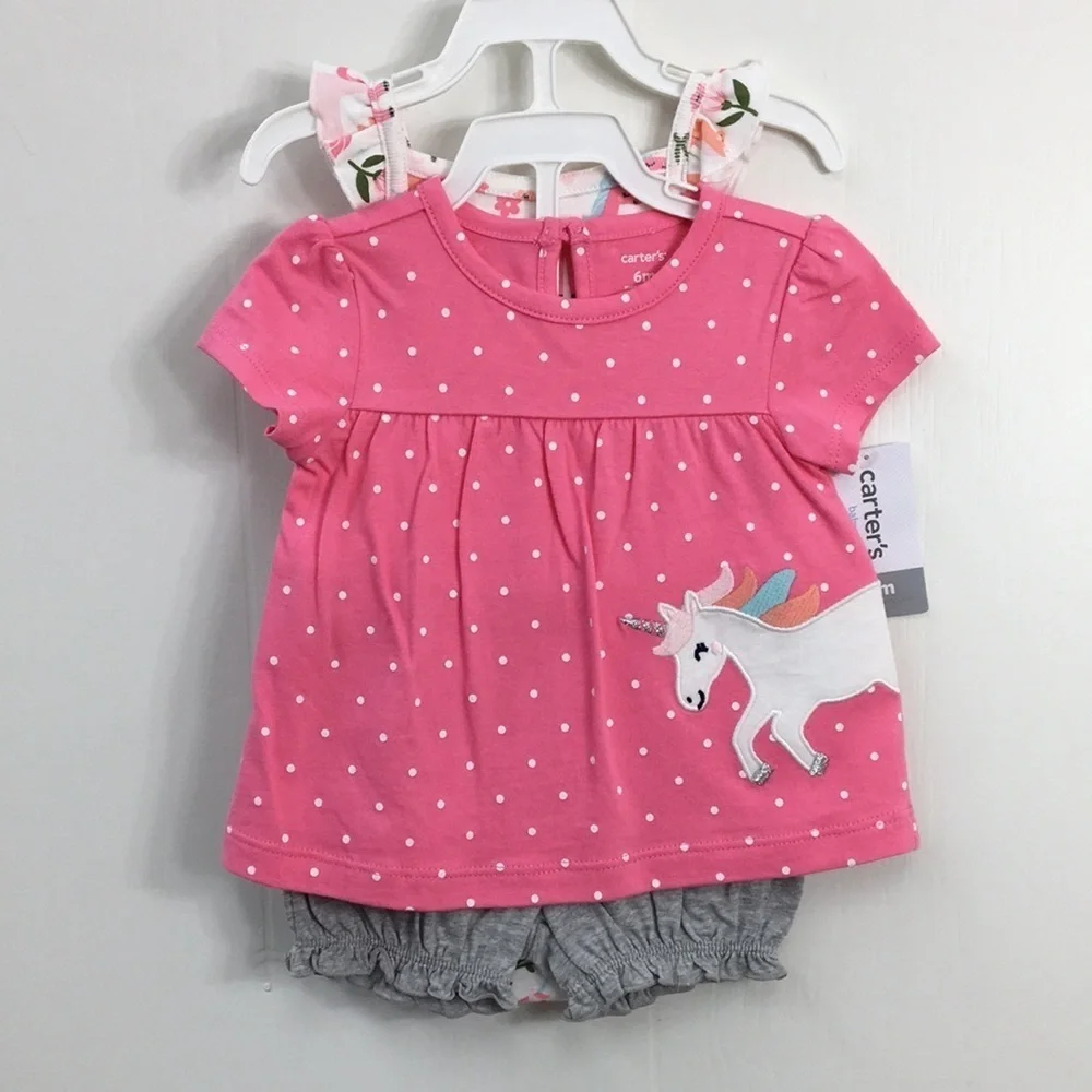 Carters Girls Summer Outfit Bundle of 6 Size 6mo EXCELLENT Condition
